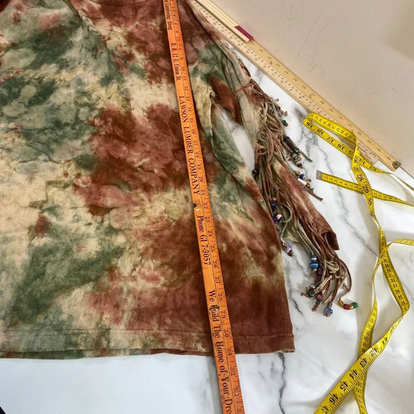 Fashion Collage Fringe Top‎ & Pull-on Pants Set OSFM Red Tie Dye Beaded Hippie - Picture 11 of 16